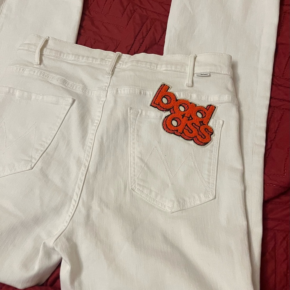 Mother “Bad Ass” White Ankle Jeans